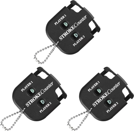 3 Pack Portable Golf Stroke Counter with Key Chain, 2 Player Shot Score Clicker Counter Handheld Small Digital Tally Counter for Golf Game Scoring Keeper Pitch Men Women