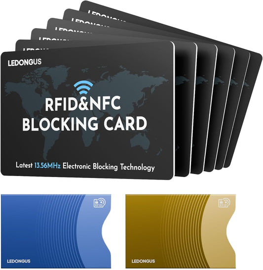 RFID Blocking Cards – 6 Pack with 2 RFID Sleeves | Anti-Theft Contactless NFC Protection for Debit Credit Cards & Wallet | Slim & Durable Perfectly fits in Wallet | Black
