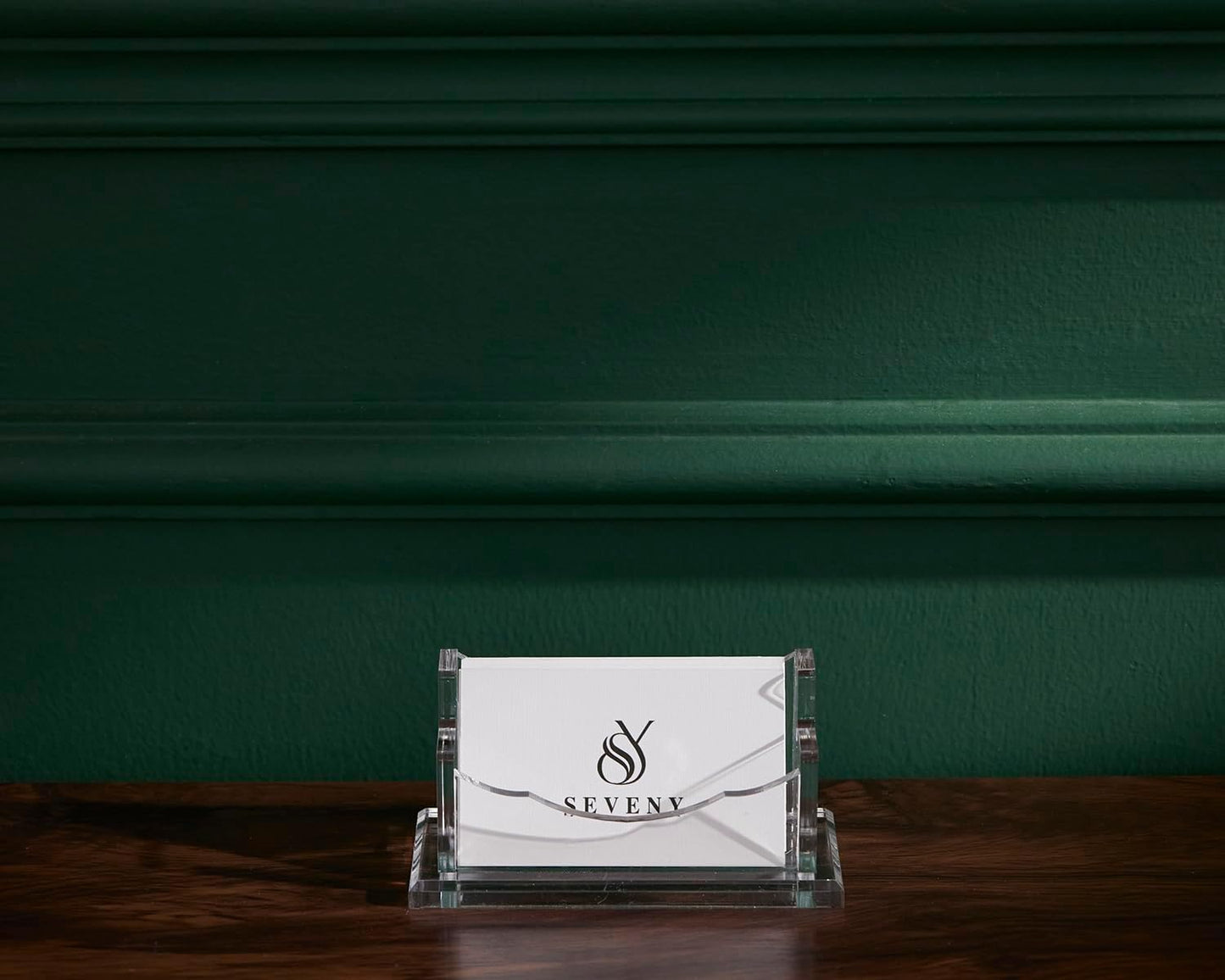 SEVENY Business Card Holder, Clear Acrylic Cards Organizer Stand for Men and Women, Business Cards Case Rack 1 Pack, Holds 60 Cards-1 Slot