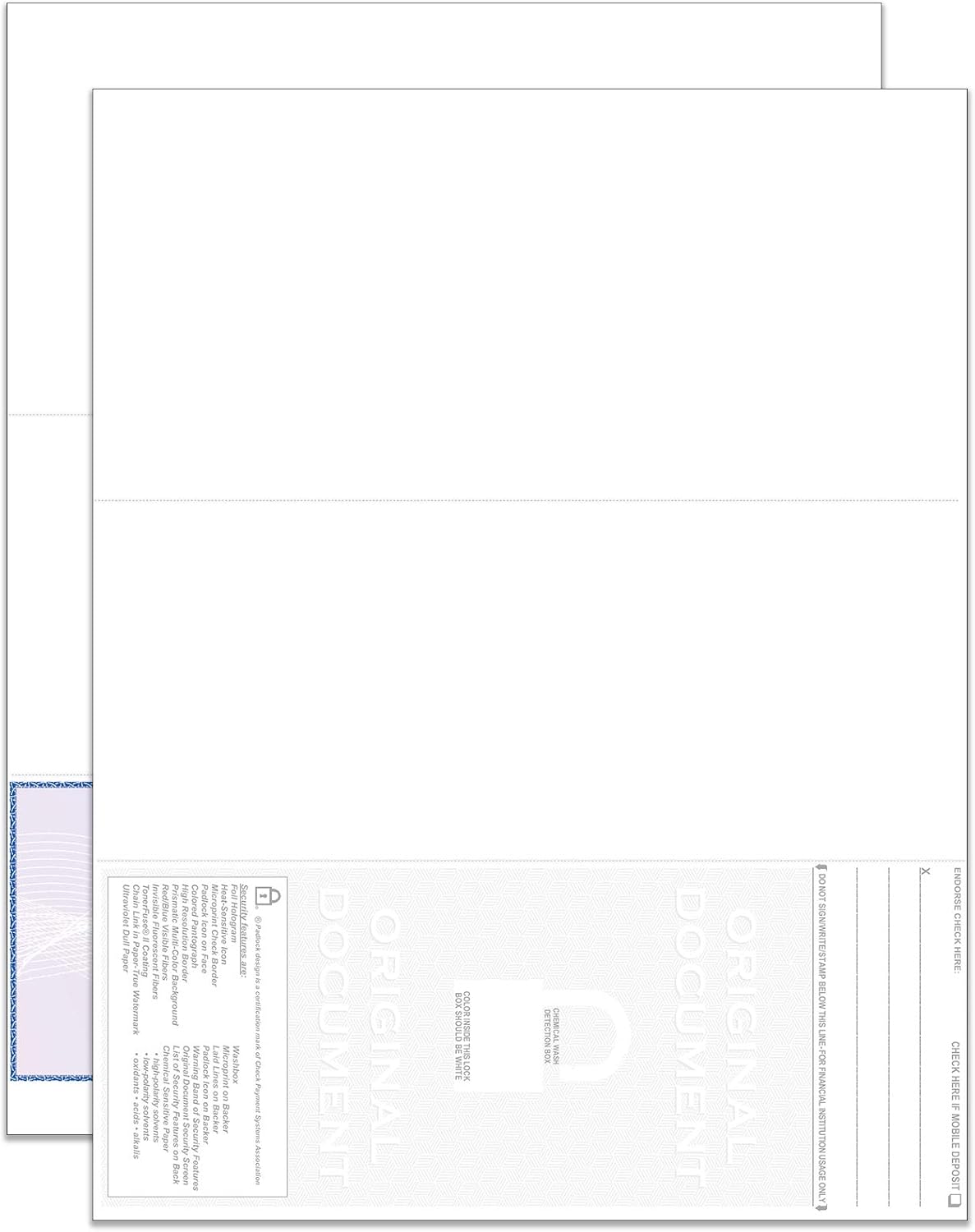 EZ Checks Premium Blank Hologram High Security Laser Check Stock | 500 Sheets | Blue/Maroon | Check at Bottom)