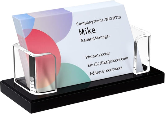 2 Pcs Acrylic Business Card Holder, Clear Black Acrylic Card Holder, Business Cards Display Stand for Women and Men Desk Accessories Office Home Exhibition , 1 Slot (2)