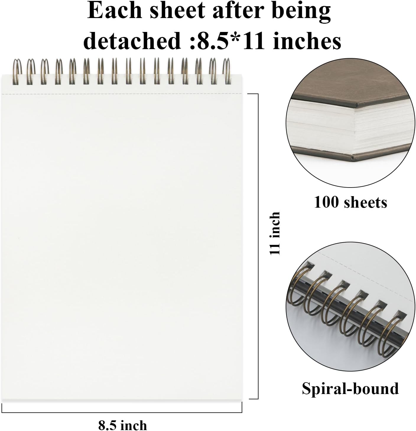 Fuxi Sketchbook 8.5x11, 100 Sheets Hard Cover Sketch Book 8.5" x 11", 68 lb/ 100gsm Drawing Paper Pad, Spiral Bound Sketch Pad 8.5" x 11", Classroom Must Haves - Back to School Supplies.