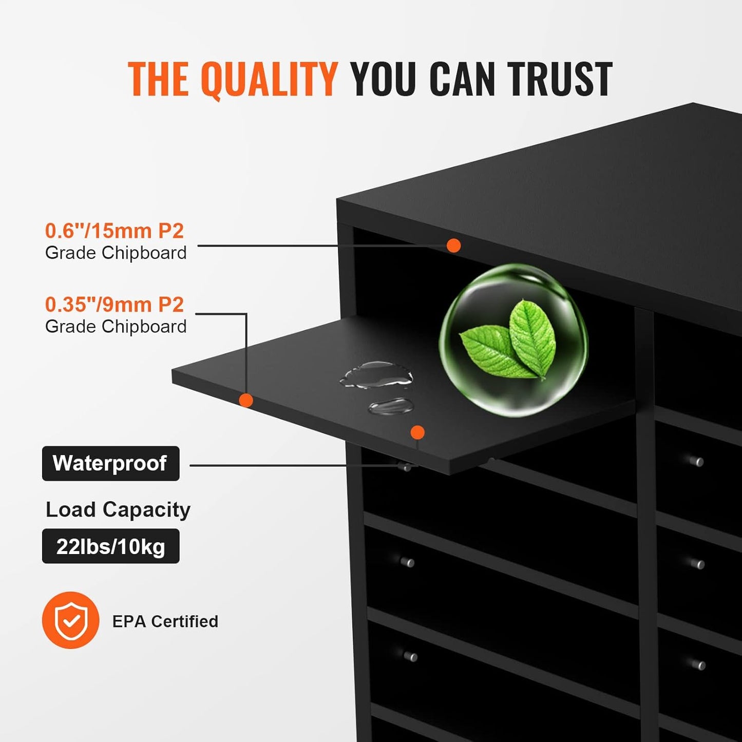 VEVOR Literature Organizers, 12 Compartments Office Mailbox with Adjustable Shelves，Wood Literature sorter 20.4x12x16.1 inches for Office, Home, Classroom, Mailrooms Organization, EPA Certified Black