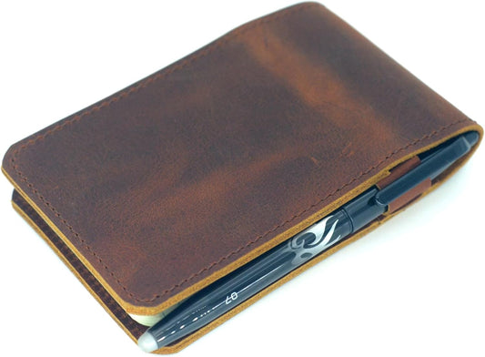 JJNUSA Leather Cover for Rite in the Rain Spiral Notebooks 3" x 5" Distressed Genuine Leather Memo Notebook Cover for Pocket Notebook 3 x 5 Brown