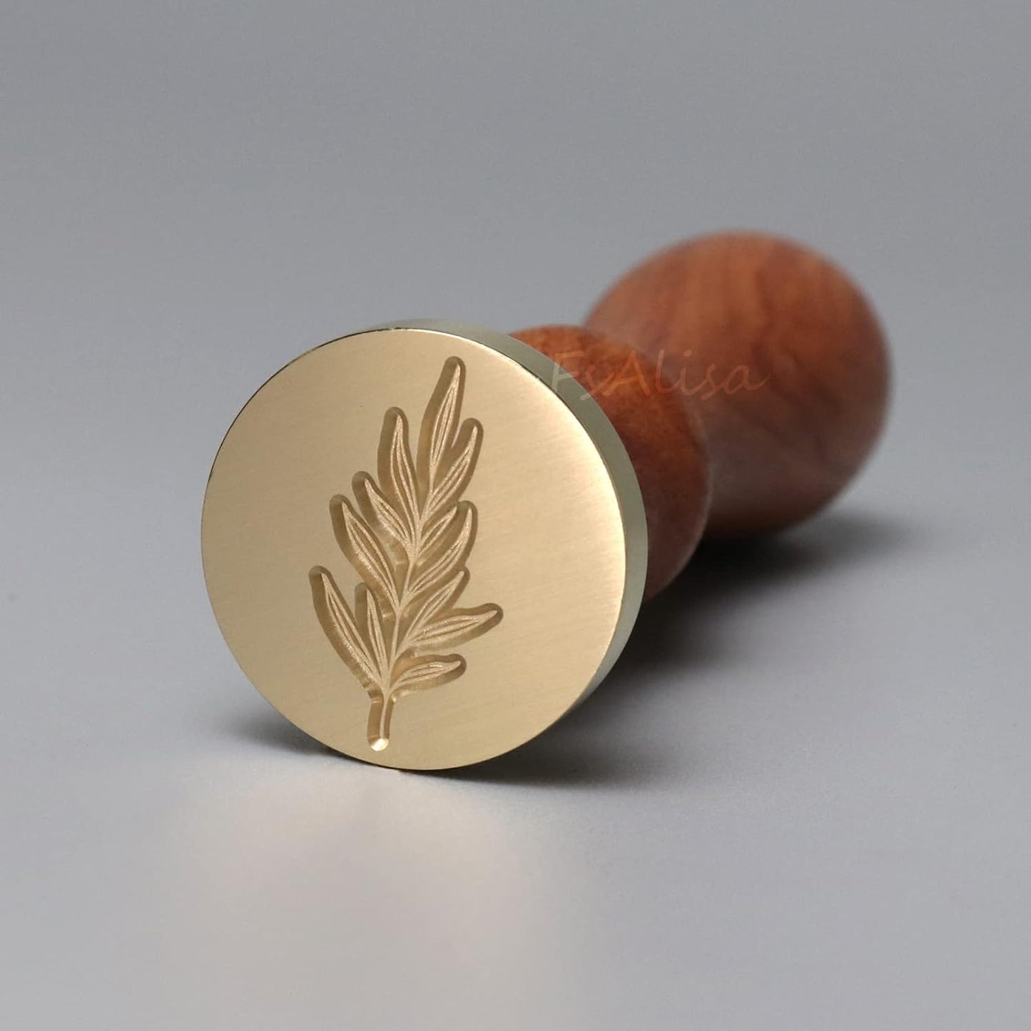 FsAlisa Copper Seals Stamp Set 6 Pieces + Wooden Hilt, Vintage Seal Wax Stamp Kit with Gift Box for Invitations, Cards, Letters, Envelopes, Wine Packages (Botanical Set B)