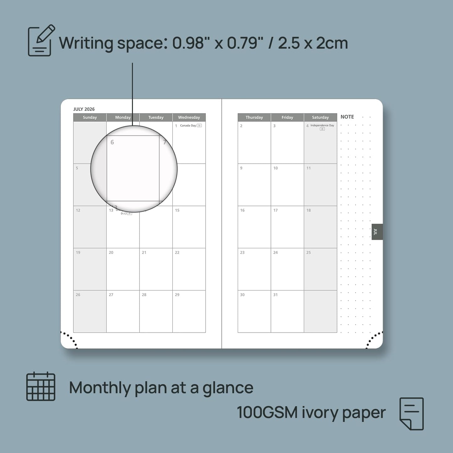 POPRUN 2026 Planner (Pocket Size 4''x 6.25'' Hardcover) - Small Calendar for Purse with Hourly Schedule & Vertical Weekly Layout, Monthly Calendars, 100 GSM - Midnight Green