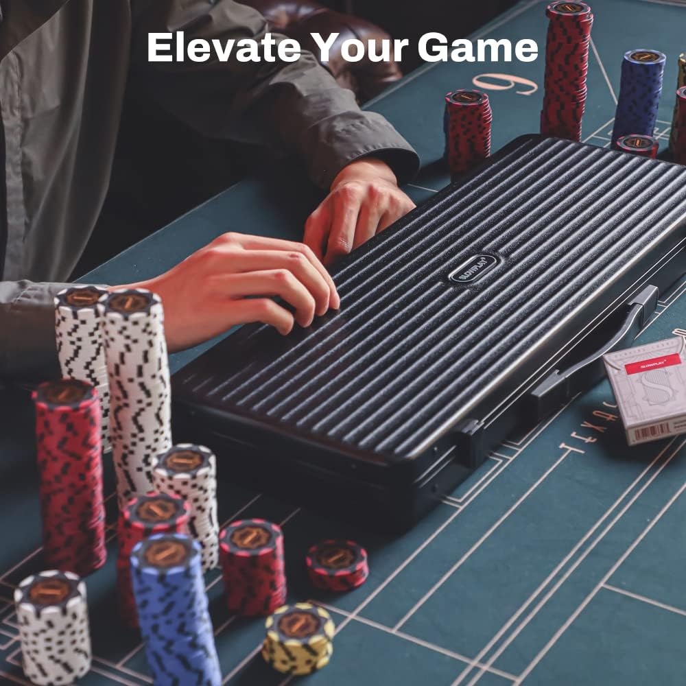 SLOWPLAY Nash Clay Poker Chips, 14 Grams Heavyweight Clay Composite, 40mm Large Chips in Bulk, Pack of 50 with Denomination of 10