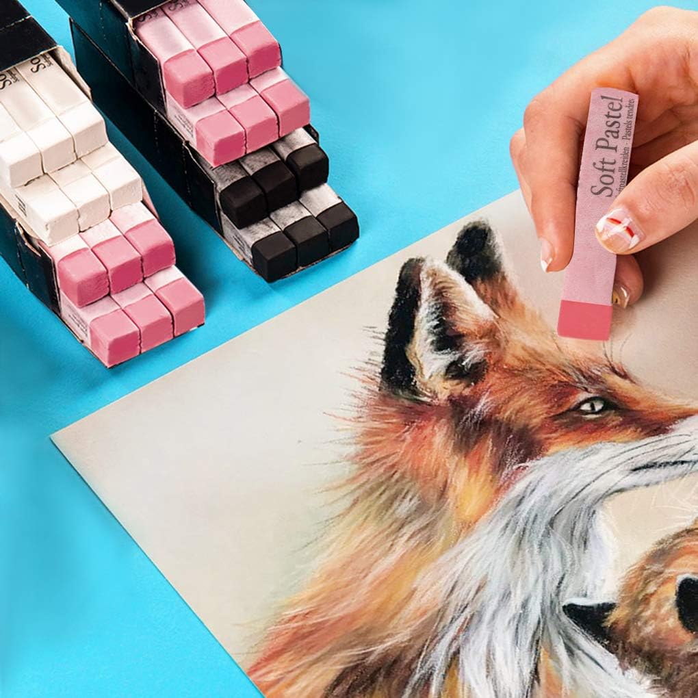 6pcs Soft Pastels Set Artist Grade Square Chalk Pencils Drawing Pastel Stick Painting Sketching Tool for Kids Students Artists Beginners (Pink)