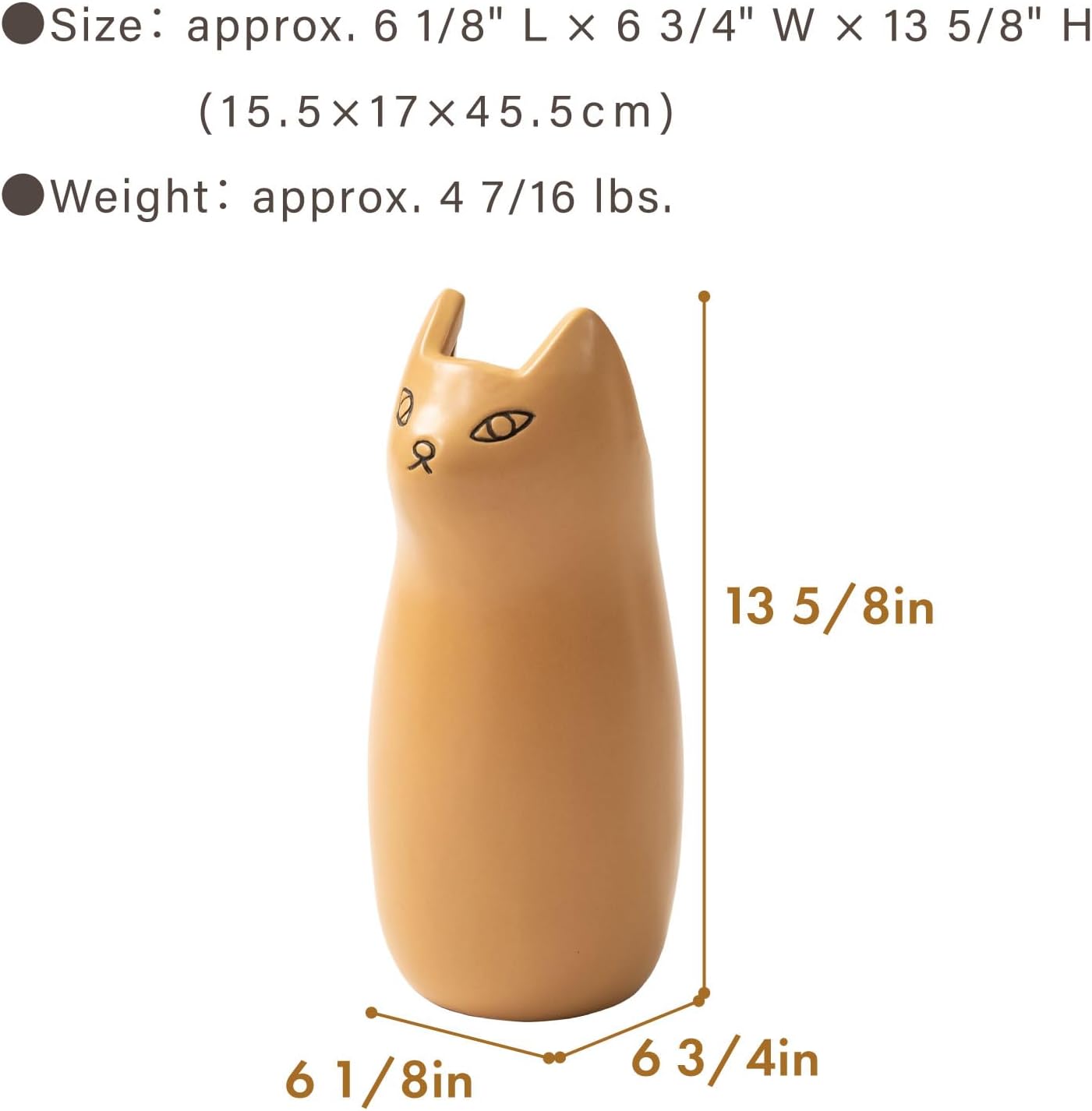 PaletteLife Umbrella Stand Ceramic Scandinavian Cat Small-Size Beige BLS-13BE