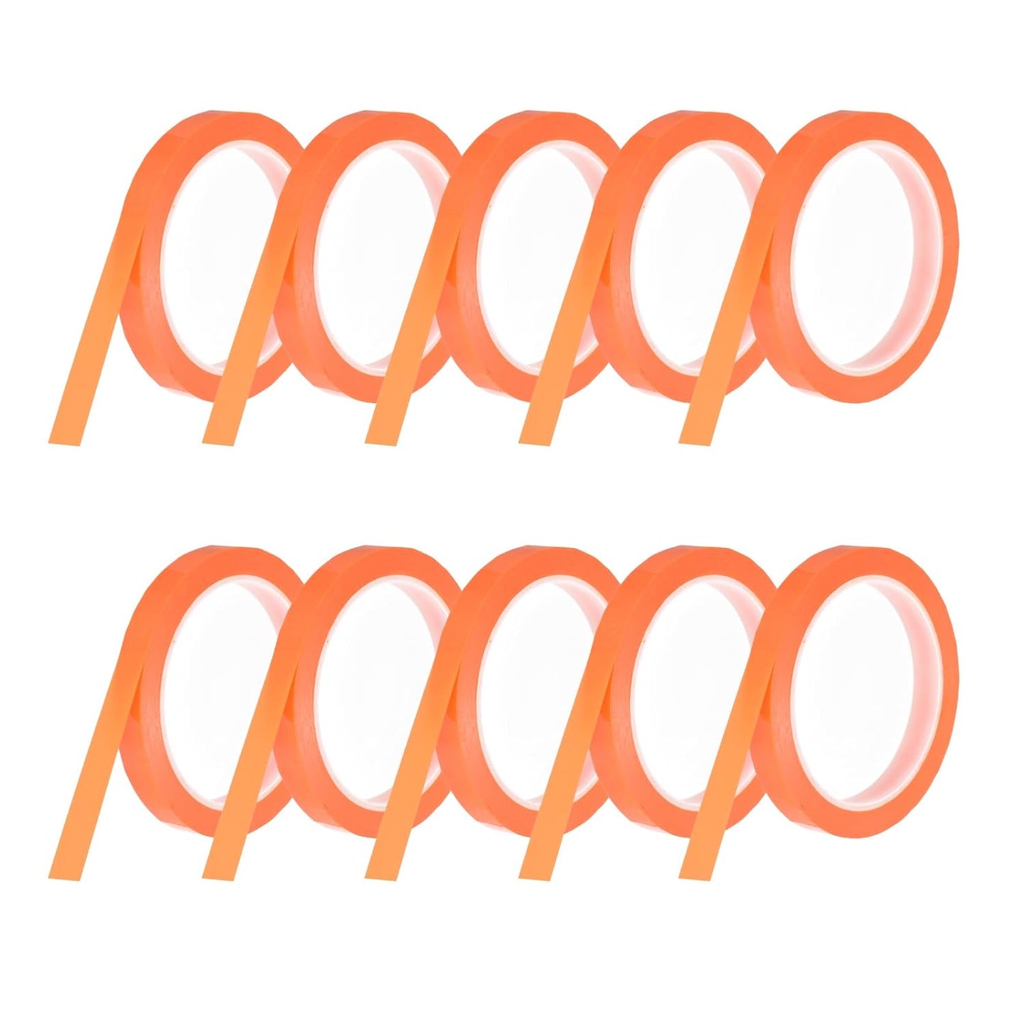 MECCANIXITY 10 Rolls Whiteboard Tape Graphic Chart Tape 12mm 54.7 Yard Art Tape Thin Self-Adhesive Pinstripe Tape Masking Tape for Gift Wrapping Craft Supplies, Orange