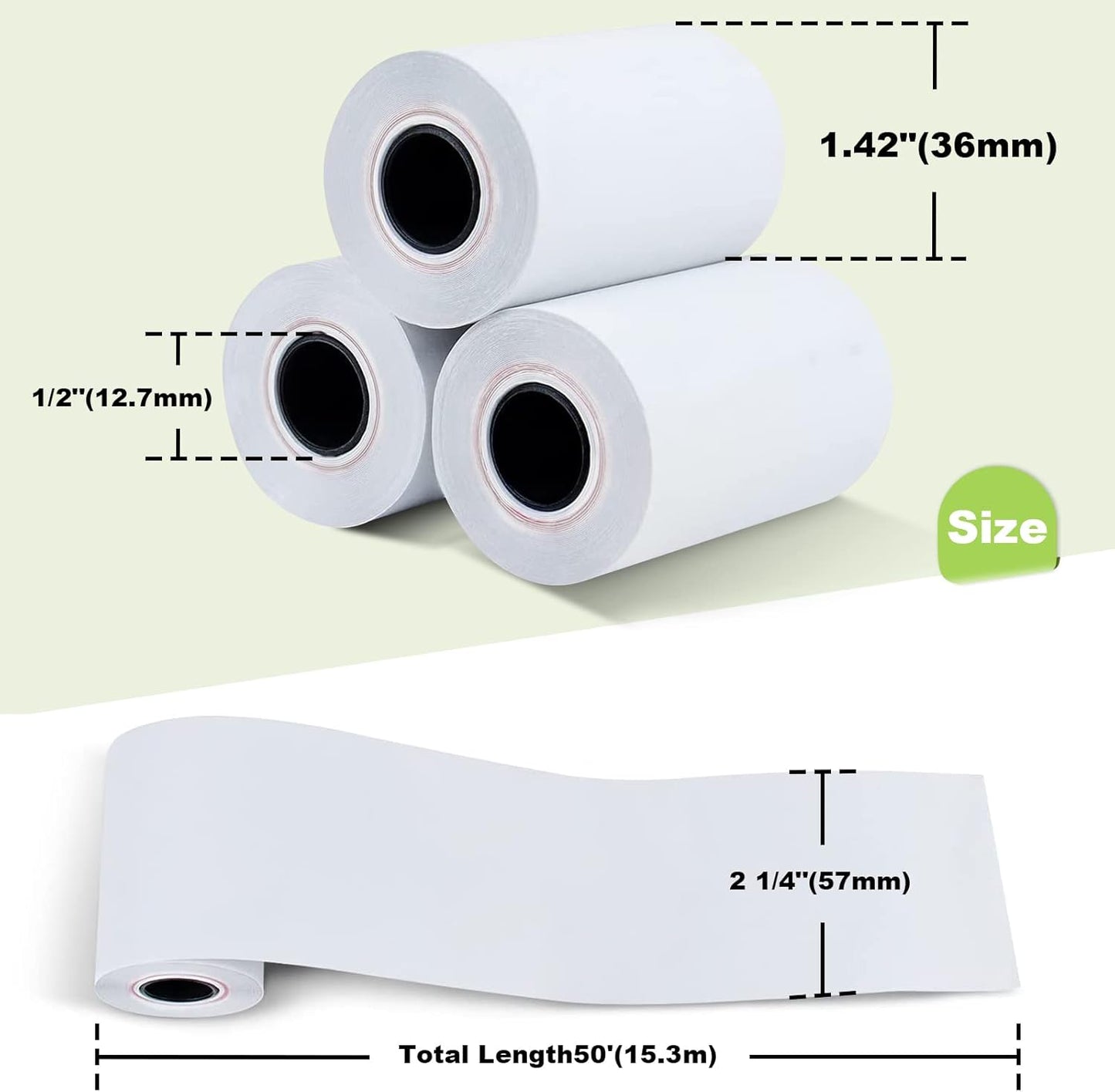 MFLABEL 2-1/4" x 50' Thermal Paper Rolls - 100 Rolls Bulk POS Receipt Papers for Clover, First Data Terminals | Credit Card Paper with HD Printing, Fade-Proof & Jam-Free Guarantee