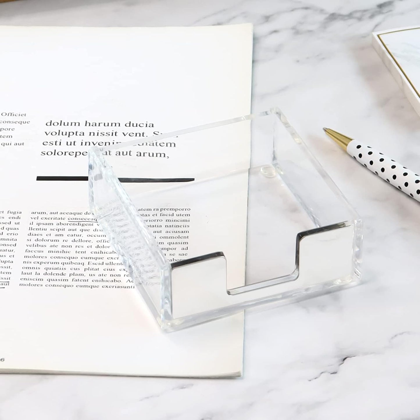 MultiBey Sticky Notes Memo Pad Holder Dispenser Silver Acrylic Transparent Sticky Note Pad Desk Supplies Organizer Accessories for Office Home Schools (Silver)