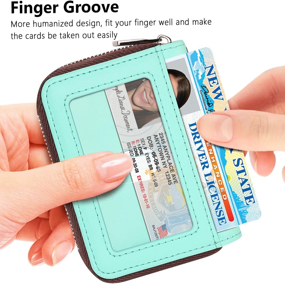 FurArt Zipper Wallet Women, RFID Blocking Credit Card Wallet, Business Card Holder, Compact Size KeyChain Wallet