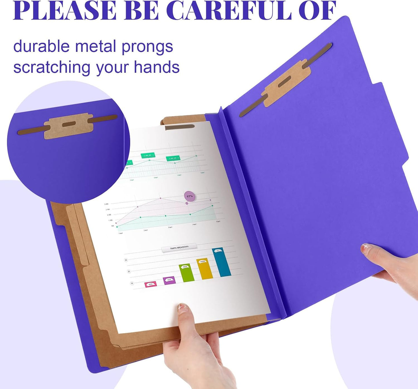 48 Pcs Classification Folders Letter Size, 3 Divider Pressboard File Folder with Fasteners, Expanding File Organizer Bulk for Teachers, Clergy, Office, Church, Christmas Donations (Purple)