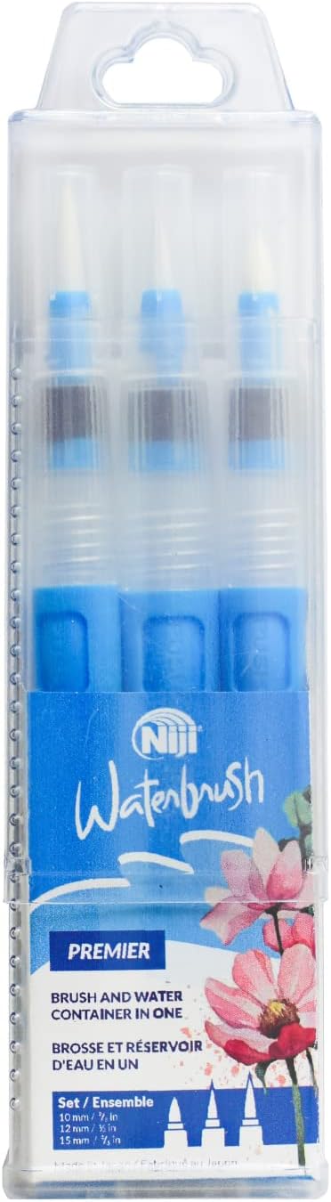 Yasutomo Niji Waterbrush Pen Set: Medium/Large Felt Tip 3 pc