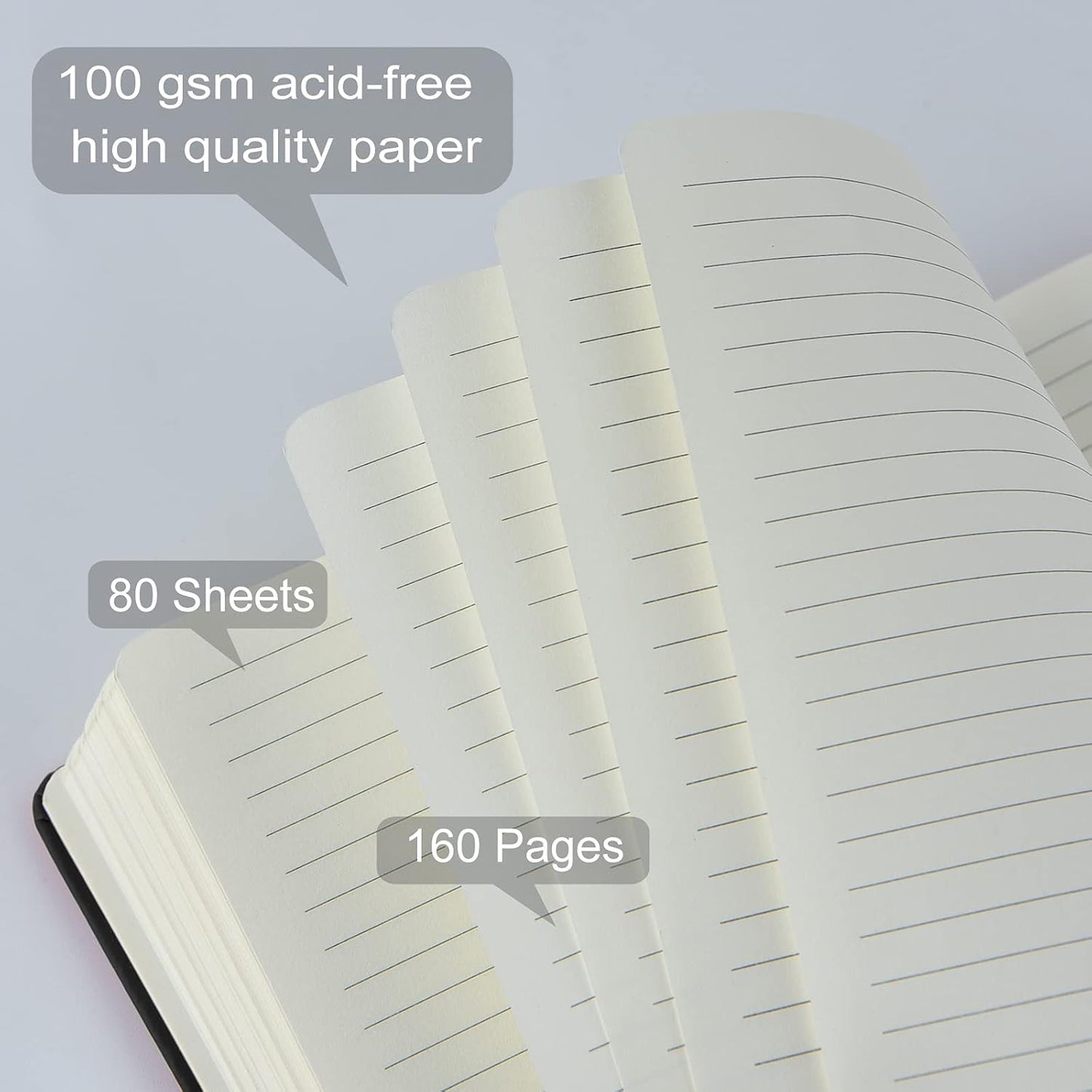 Coopay 48 Pack A5 Journal Notebooks Bulk, 160 Pages, 100GSM Thick Paper, 8.3 x 5.5 inch Hardcover Lined Leather Journals for Writing Office School Business,Bulk Notebook for Work Men Women (Black)