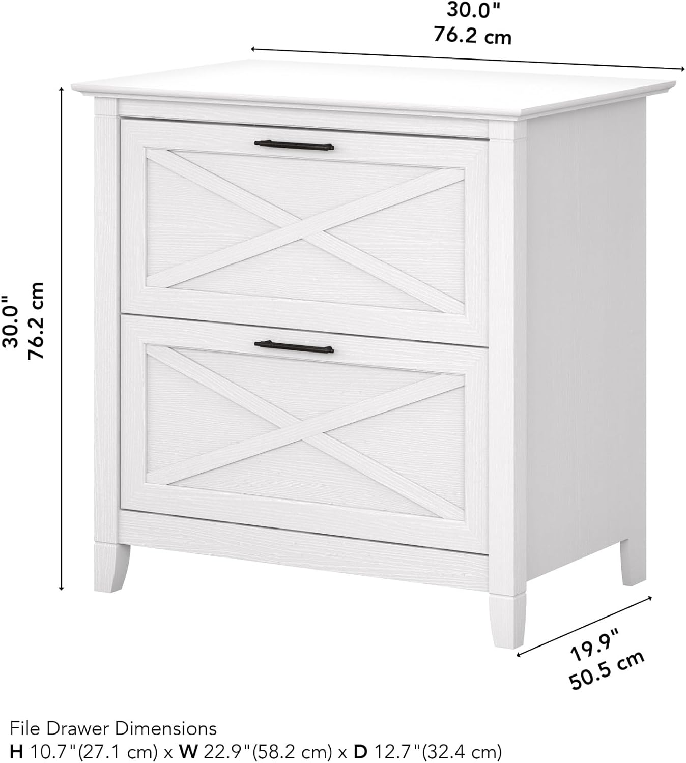 Bush Furniture Key West Lateral File Cabinet, Modern Farmhouse 2 Drawer File Cabinet for Home Office