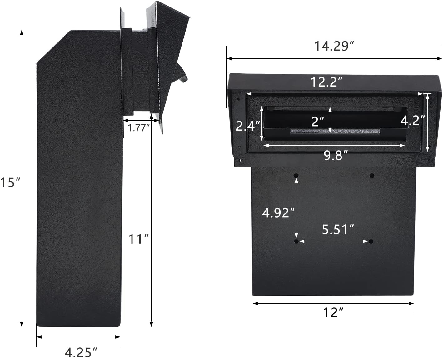 xydled Heavy Duty Mail Box with Key Lock, 15''x12''x6'', Locking Metal Mailbox Door Mounted, Through The Door Safe Locking Drop Box, Black