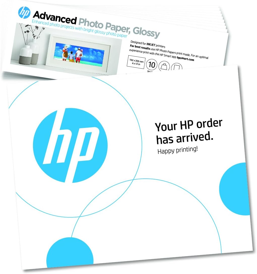 HP Advanced Photo Paper, Glossy, 4x12 in, 10 sheets (49V51A)