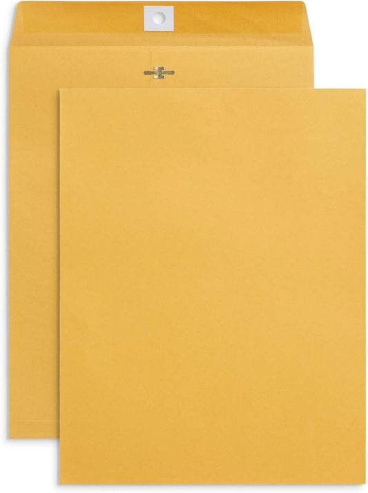 Blue Summit Supplies 100 10” x 13” Clasp Envelopes with Gummed Seal, Large Clasp Mailing Envelopes Made From 28lb Kraft Paper, For Mailing Larger Papers or Magazine, Bulk 100 Pack