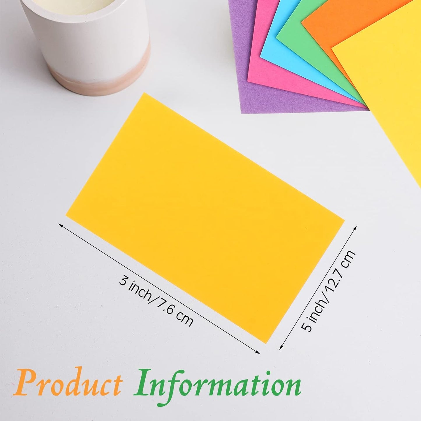 Fainne 300 Pcs Blank Index Cards 180 Gsm Thick Card Stock Assorted Color Neon Blank Flash Cards Colorful Study Notecards for Organizing(3 x 5 Inch,Bright Colors)