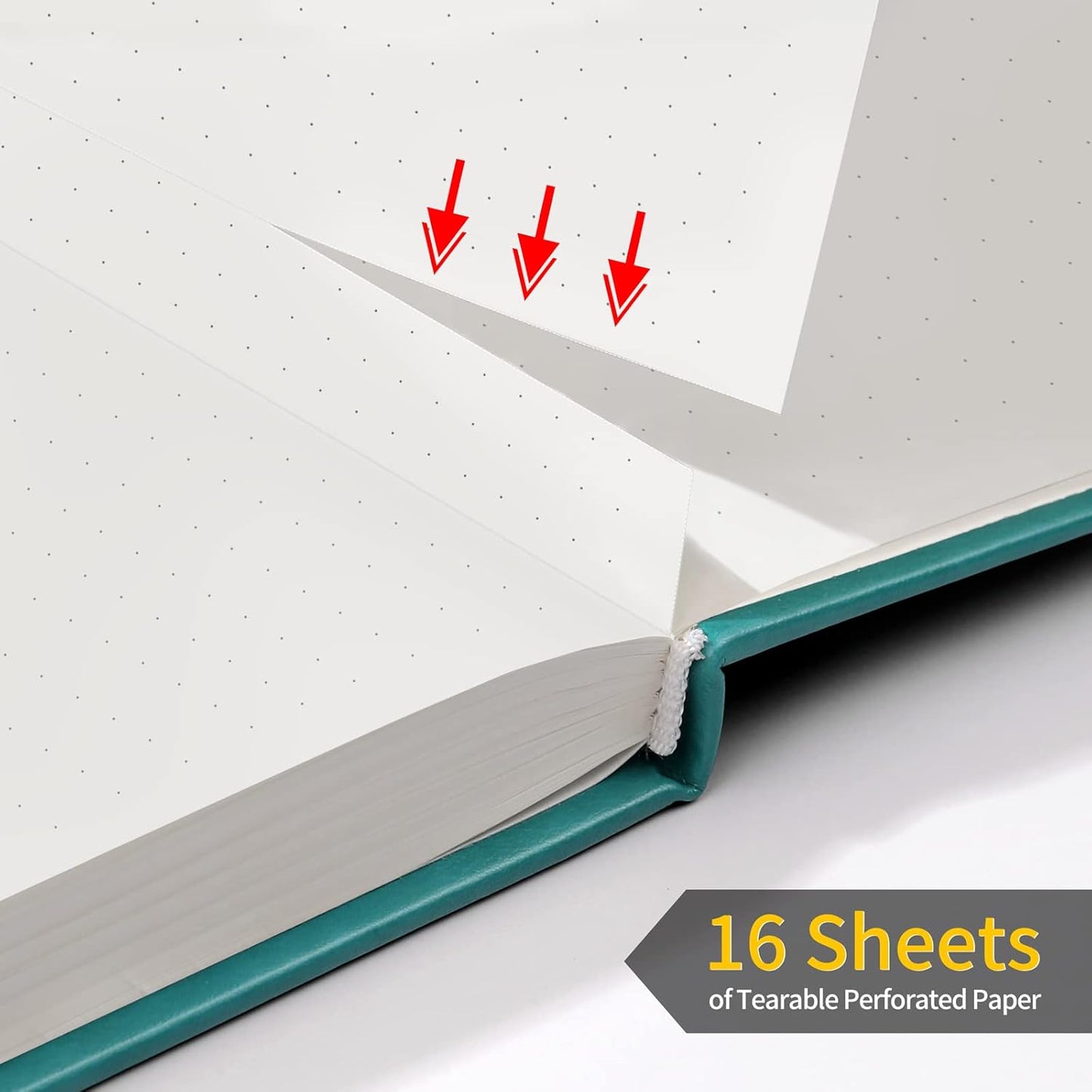 Annecy Numbered Bullet Dotted Journal Notebook, Medium 5.5x 8.25, 160 Pages 100GSM Writing Paper, A5 Turquoise Faux Leather Cover with Pen Loop