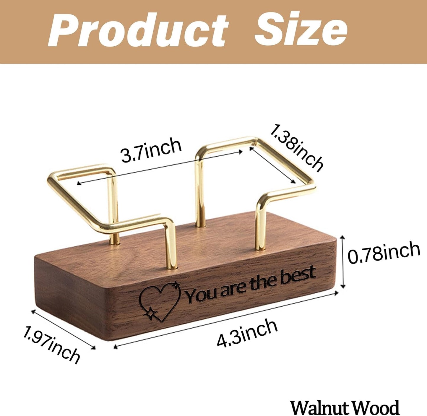 Custom Business Card Holder Desk-Personalized Engraved Wooden Business Card Case Holder, Customized Name Logo Business Card Display Gifts for Men Women (Black - Walnut)