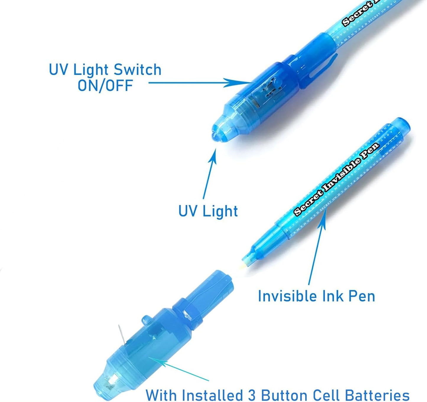 SCStyle Invisible Ink Pen 21Pcs with UV Light Magic Marker for Secret Messages, Writing Information for Birthdays, Easter, Halloween, Christmas Gifts for Students