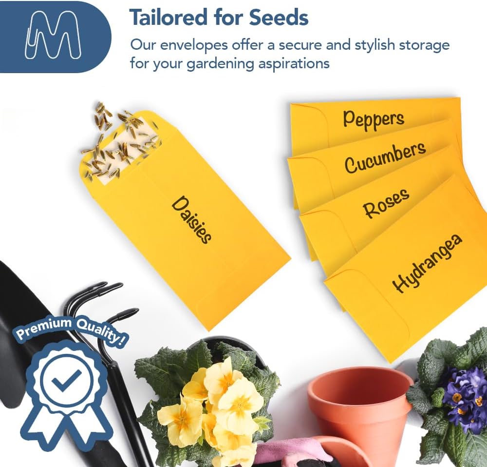 MOS #1 Gold Coin Envelopes 2.25 x 3.5 Inch 120 Pack — Self-Seal Yellow Small Envelopes for Coins, Seeds, Small Parts, Collectibles, Jewelry, Craft Storage