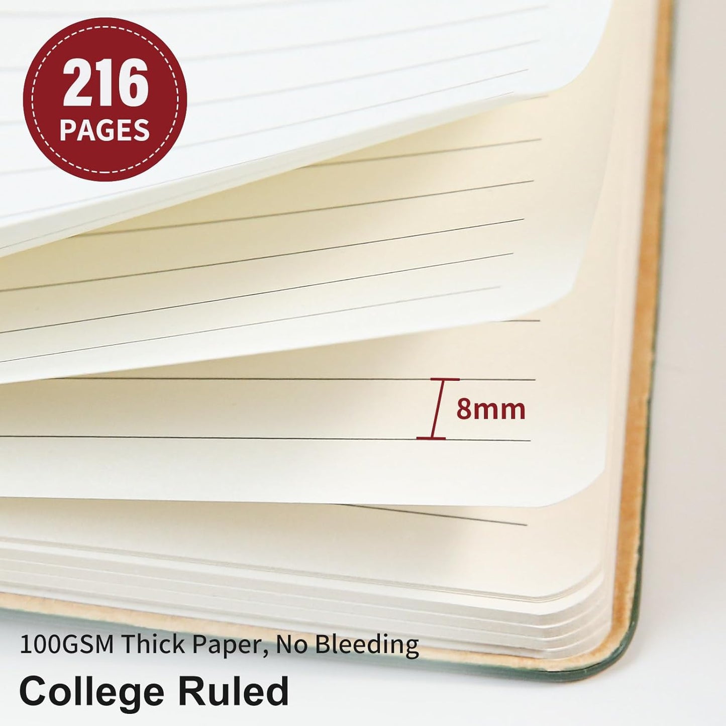 Lined Journal Notebook for Work College Ruled Note Book 5.79"x8.27" A5 PU Leather Daily Journaling 216 Pages for Women Men Writing Home School Supplies Business (A5 Lined 216pages, 2 Pack-BlackRed)