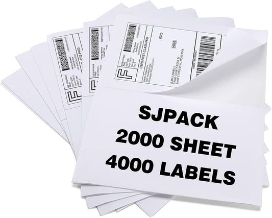 Half Page Self Adhesive Shipping Labesl, 8.5" x 5.5" Labels Compatible Laser & Inkjet Printers 2 Label Per Sheet (2000 sheets-4000 Label)