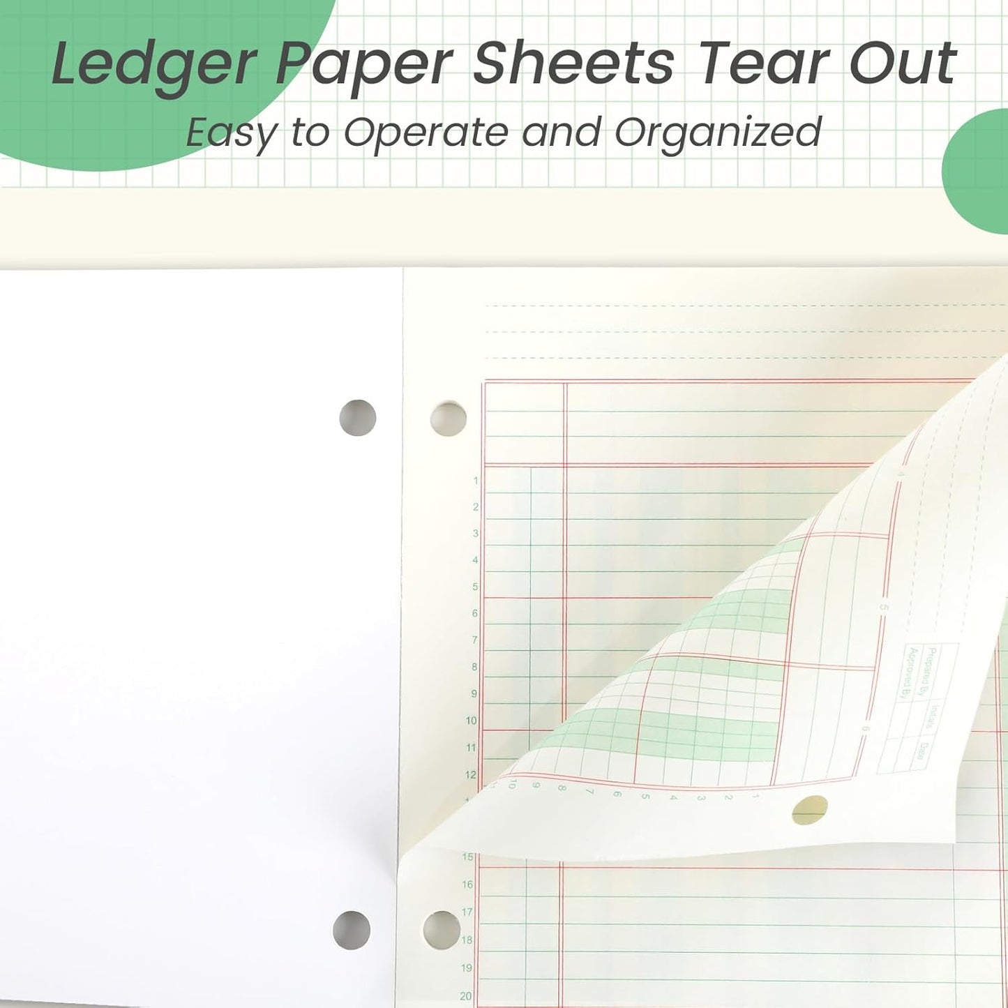 gisgfim 2 Pads 100 Sheets Columnar Analysis Pad 3 Hole Punch Accounting Ledger Book 8-1/2 x 11 Ledger Paper Pad Double Page Format Columnar Pads for Business Bookkeeping & Data(6 Column Ledger)