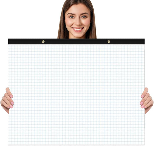 Yaridar Large Engineering Graph Paper - 22" x 17" Grid Paper Notepad, 4"x4" Blue Grid 50 Sheets/100 Pages Paper for Engineer Architect Designer Mathematician Draftsman