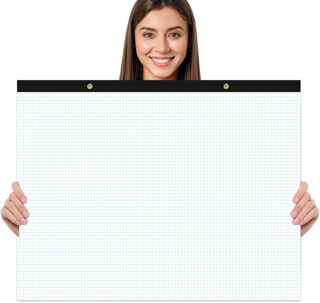 Yaridar (2-Pack) Large Engineering Graph Paper - 22" x 17" Grid Paper Notepad, 4"x4" Blue Grid 100 Sheets/200 Pages Paper for Engineer Architect Designer Mathematician Draftsman