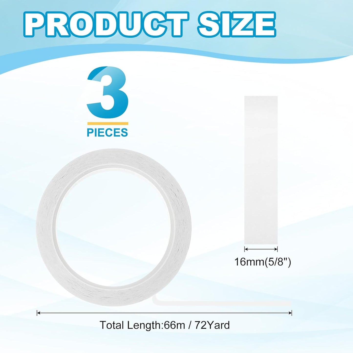 MECCANIXITY Whiteboard Tape 5/8" x 72 Yard Pinstripe Graphic Chart Line Grid Marking Tapes for Classroom Office Dry Erase Board Art, White, Pack of 3