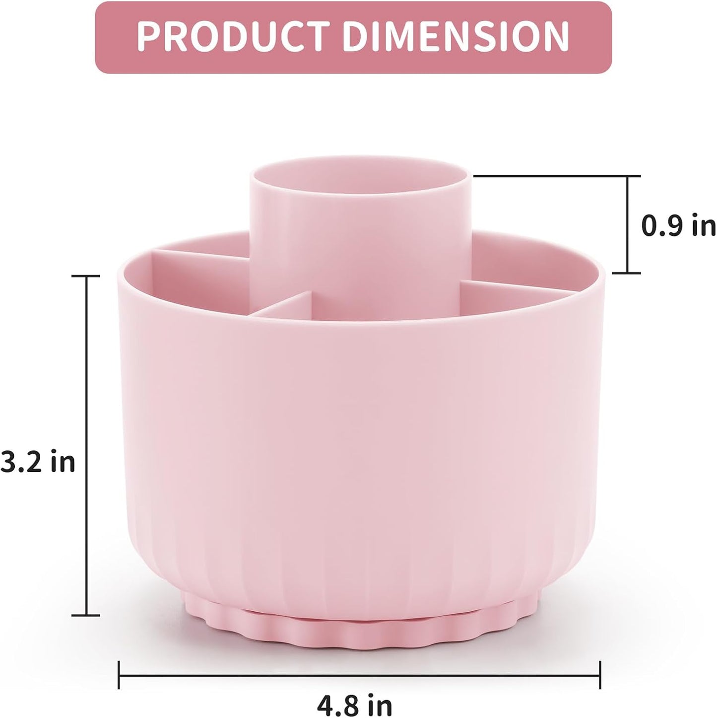 Marbrasse Desk Organizer, 360-Degree Rotating Pen Pencil Holder, Desk Organizers and Accessories with 5 Compartments Pencil Organizer, Art Supply Storage Box Caddy for Office, Home (Pink)