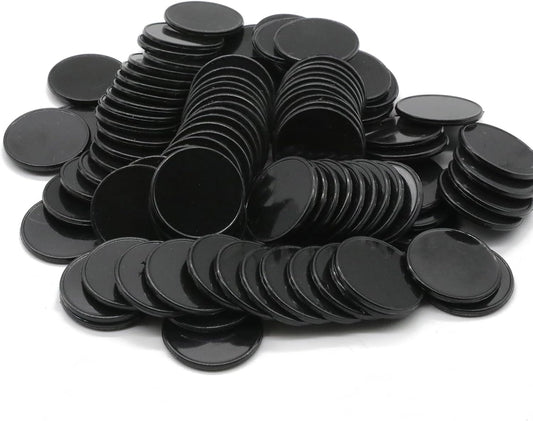 Set of 100 Opaque Plastic Learning Counters Mini Poker Chips Game Tokens with Storage Box (Black, 1.58 Inch)