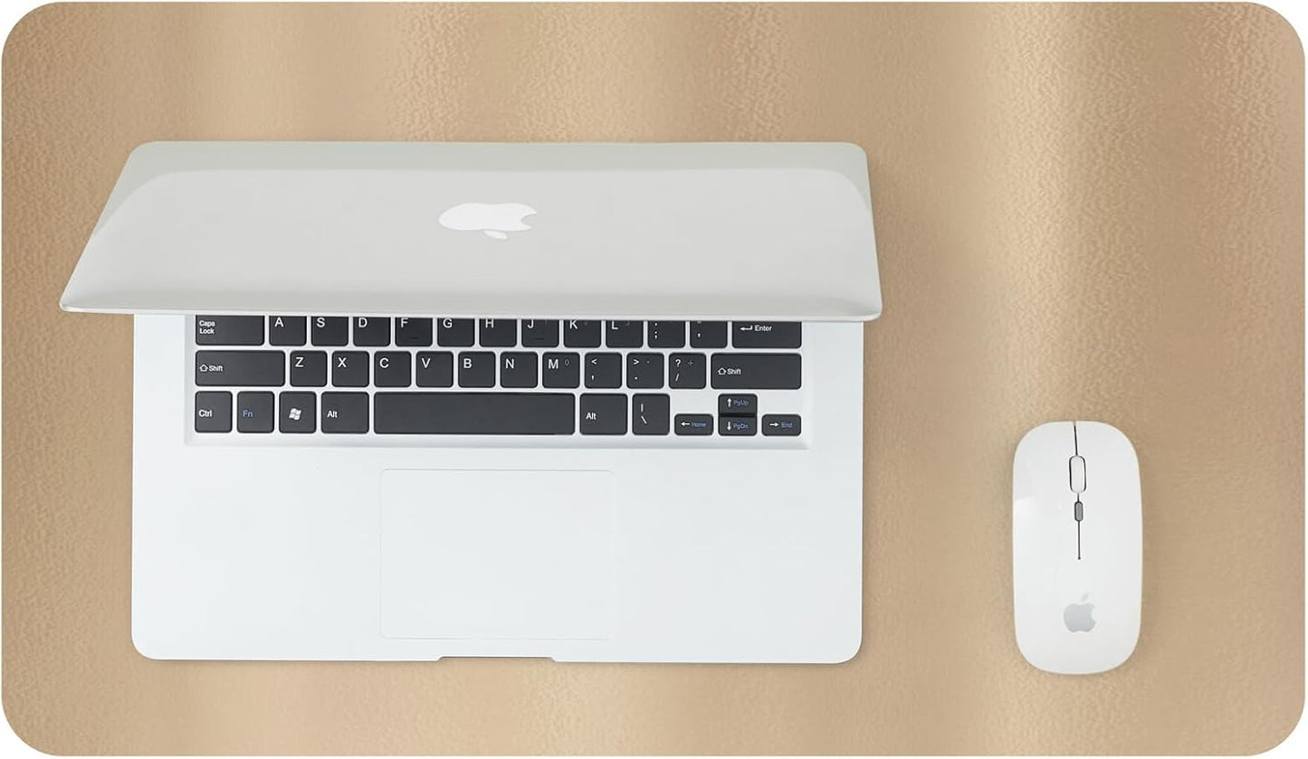 Leather Desk Mat - Small Non-Slip PU Desk Pad for Office and Home - Desk Organization and Accessories - Ideal for Large Mouse Pad and Small Desk Mats on Top of Desks (Champagne Gold,23.6"x 13.8")
