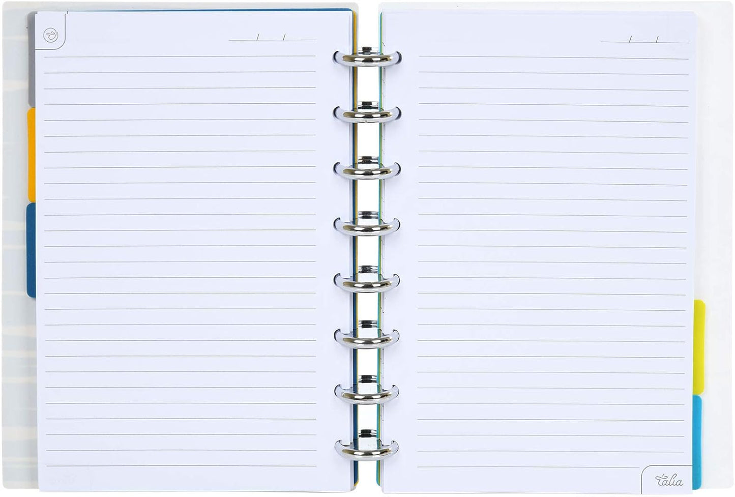 Talia Discbound Notebooks, Planner, Customizable, (yHorizon w/Silver Discs, Junior (5.5in x 8.5in))