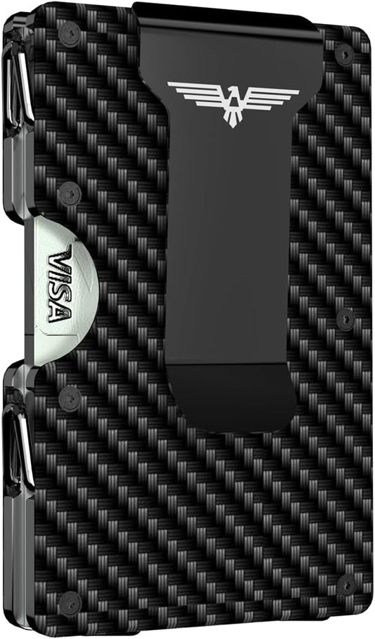 Minimalist Wallet for Men, Metal Wallet with Money Clip, Slim Compact Wallet, RFID Blocking Card Holder, Metal Aluminum Credit Card Holder, Holds up to 20 Cards