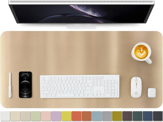 HOMIEAZICOZI Leather Desk Mat - Non-Slip PU Pad for Office and Home Organization Accessories Ideal Large Mouse Mats on Top of Desks (Champagne Gold,36''x 17'') (DPD-CG-L)