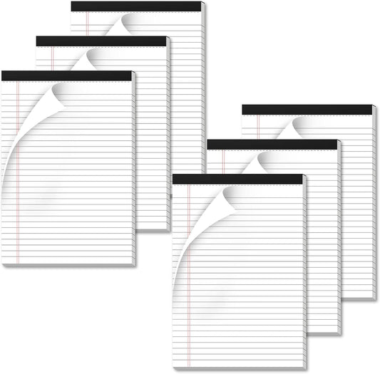 Legal Pads 6 Pack of Note Pads 6 x 9 Inch Notepad 21lb Thick Paper Legal Pad 30 Sheets Note Pad College Ruled Small Legal Pads 29 Lines Writing Pads for Writing, Sketching, and Note-Taking