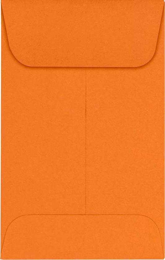 LUXPaper #1 Coin Envelopes | 2 1/4" x 3 1/2" | Mandarin Orange | 80lb. Text | 1,000 Qty
