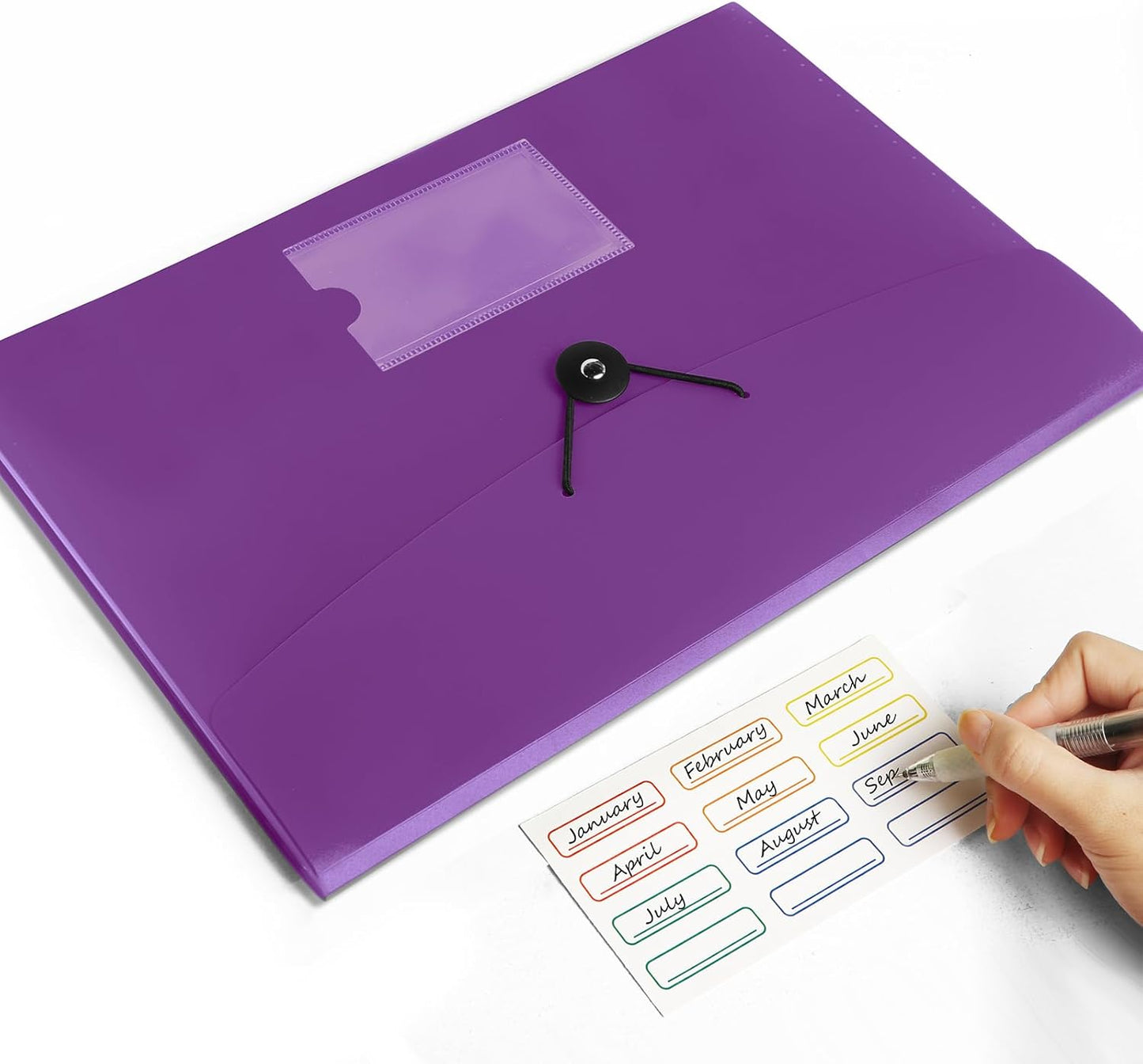 5 Pack 7 Pocket Accordian File Organizer, Expanding File Folder with Labels, Plastic Expandable File Folder for Documents Letter Size A4 Papers, Ideal for Home, Office Supplies, College Essentials