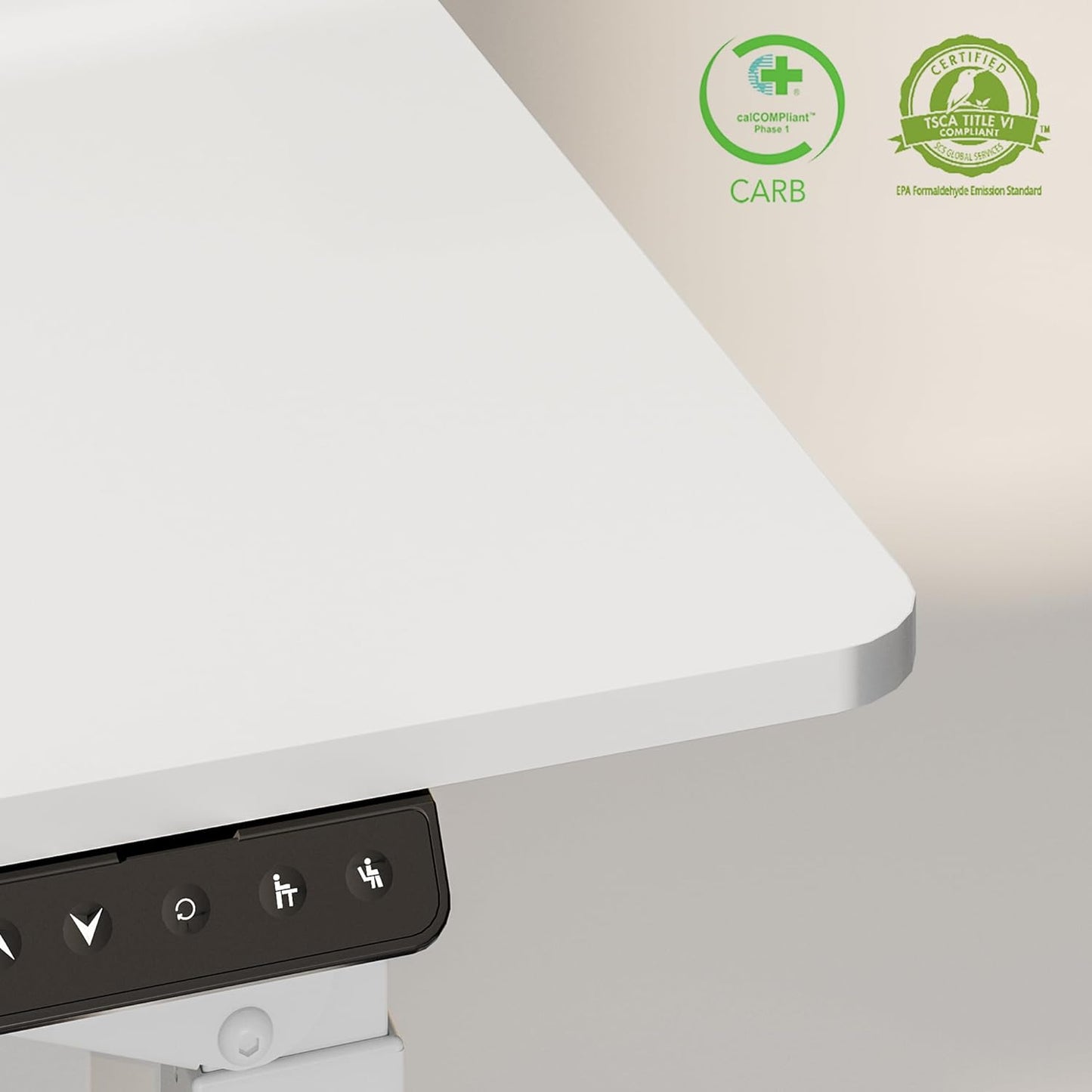 FLEXISPOT 4 Legs Standing Desk 55 x 28 Inch Electric Adjustable Height with Splice Board Home Office Sit Stand Up Desk, White Top + White Frame