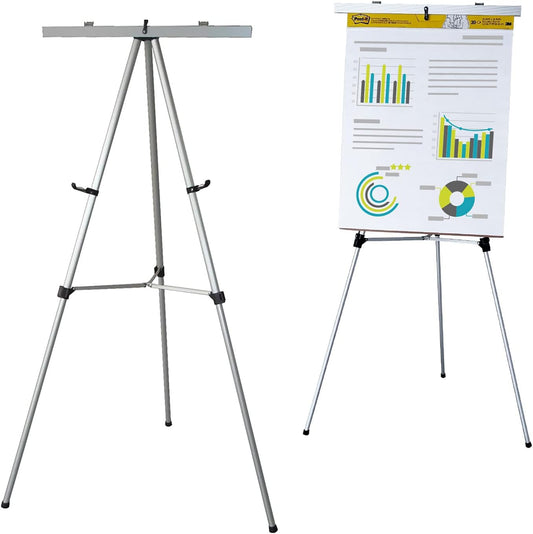 Lightweight Aluminum Flip-Chart Presentation Easel, 70 Inches, Silver