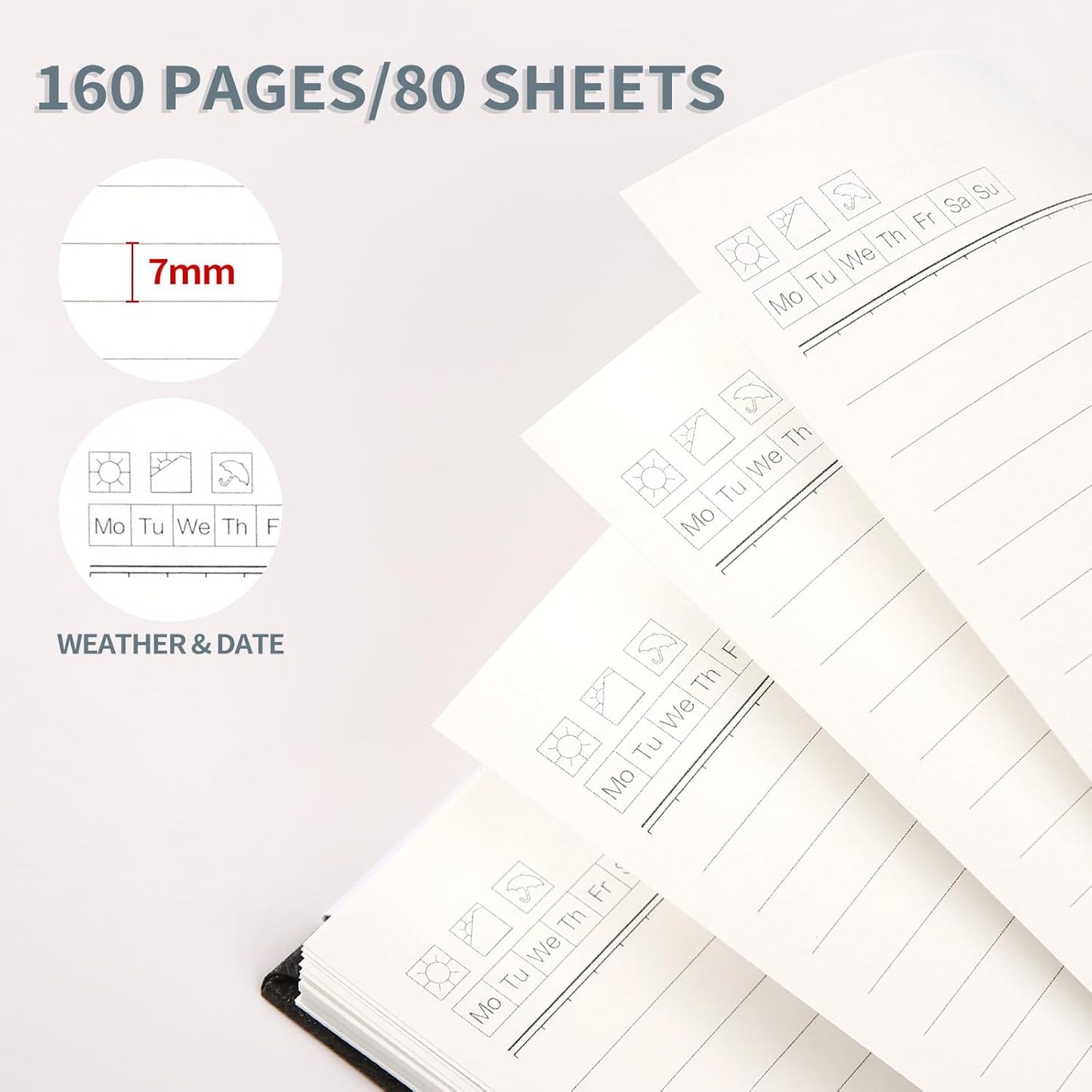 Spiral Journal Notebook with 160 Lined Pages – Hardcover Writing Journal with Gold Twin-Wire Binding, A5 College Ruled Notebooks for Work, School, Travel, Diary, Gift for Women & Men