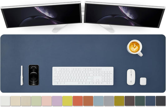 Large Desk Mat - 47.2"x 17" Non-Slip PU Desk Pad for Office and Home - Ideal for Large Mouse Pad and Desk Mats on Top of Desks(Dark Blue)