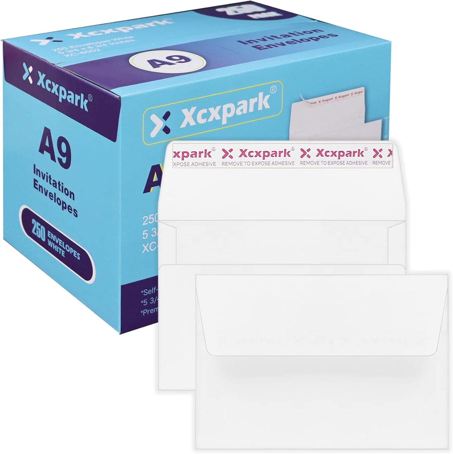 250 Qty Printable A9 Invitation Envelopes 5.75 x 8.75 Cards, Self Seal 120GSM white Paper Envelopes for Invitations, Papers, Photos, Documents, Wedding, Baby Shower, Easy to Seal and Peel