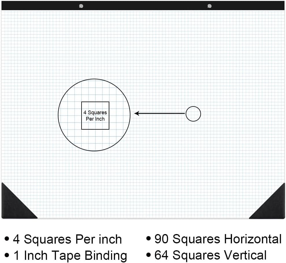 Large Engineering Graph Paper - 22" x 17" Grid Paper, 50 Sheets/100 Pages, 4"x4" Blue Grid Paper Pad Giant Drafting Pad Sketching Graph Paper for Engineer Architect Designer Mathematician Draftsman